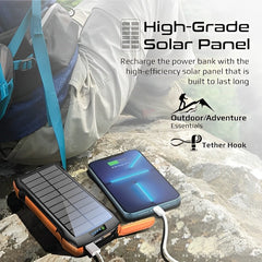 20000mAh Power Bank, Solar Powered Portable Charger with Wireless Charging