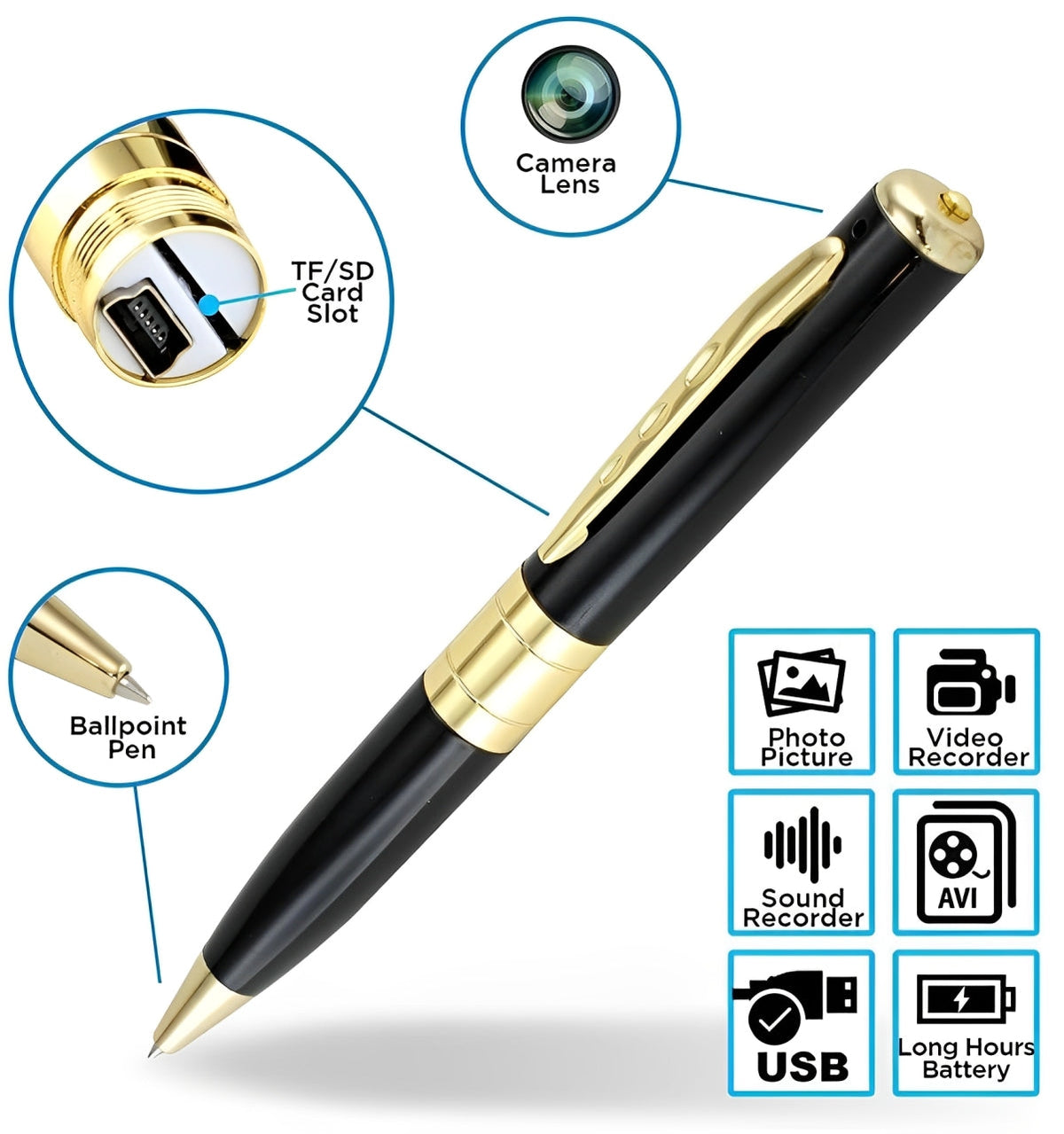 720p HD Hidden Spy pen Camera